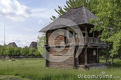 Traditional house made â€‹â€‹entirely of wood Stock Photo